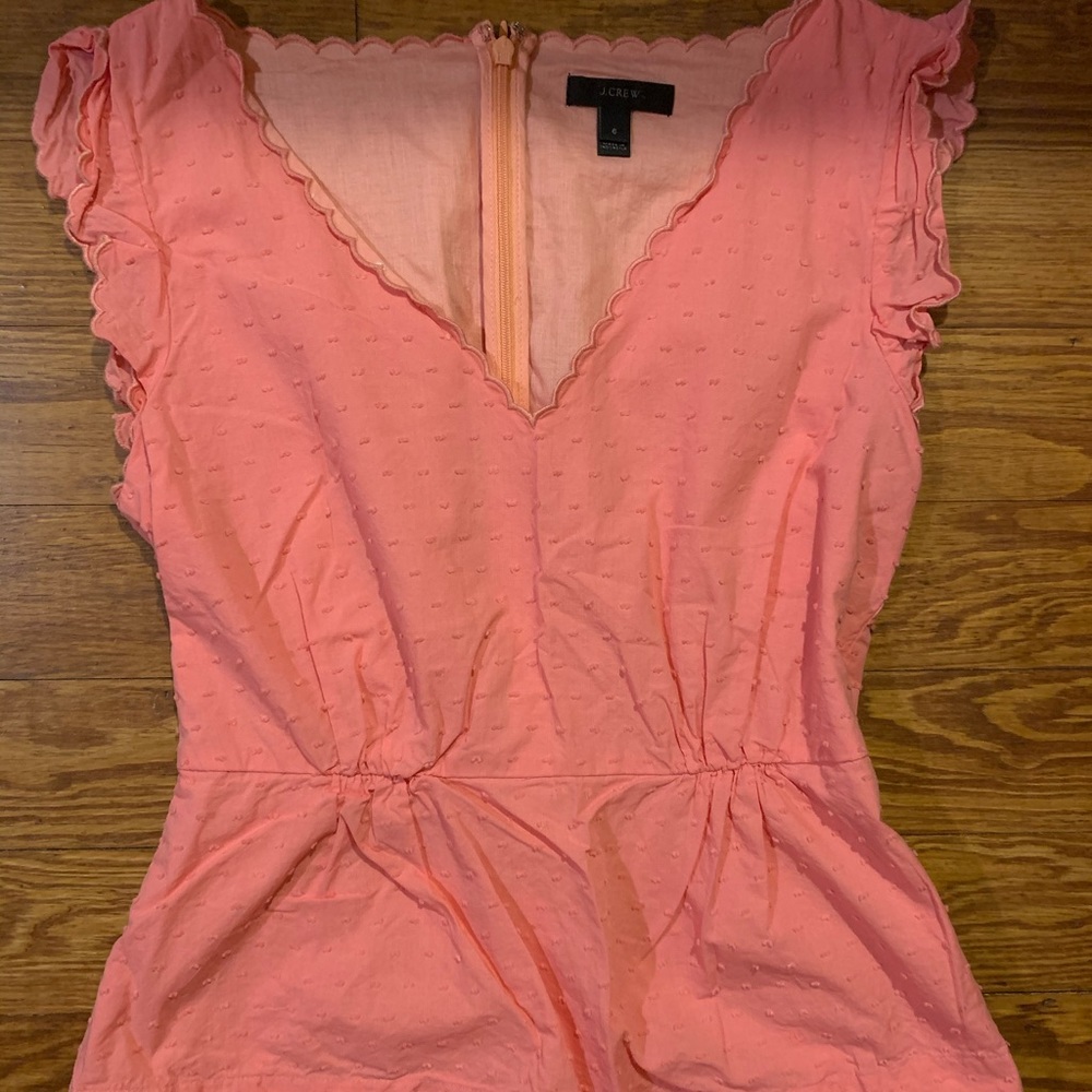 Coral Swiss Dot Peplum Top